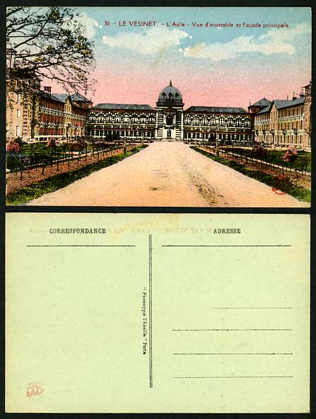 France Old Postcard LE VESINET L'Asile Facade principal