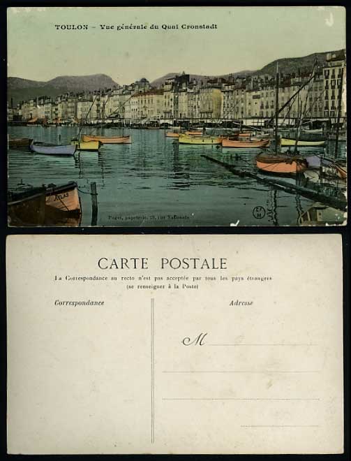 France Old Postcard TOULON Vue generale du Quai Cronstadt ATLAS Fishing Boats
