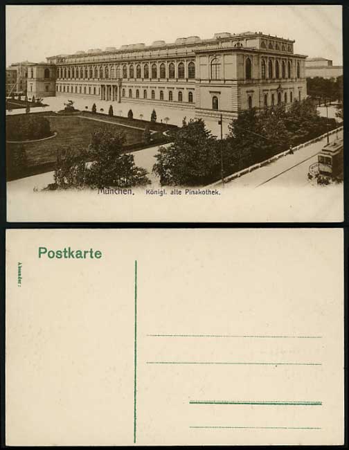 Germany Postcard MUNICH Muenchen Old PINAKOTHEK - TRAM
