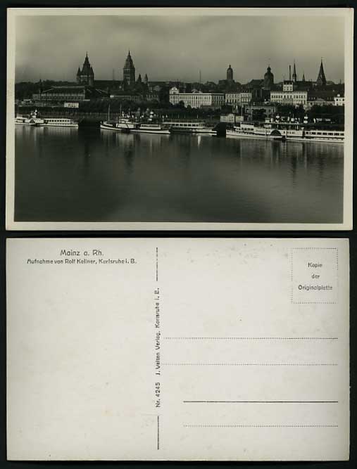 Germany Old Real Photo Postcard MAINZ Ships in Harbour
