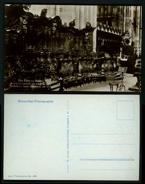Germany Old Postcard MAINZ CHURCH Barock - Chorgestuehl