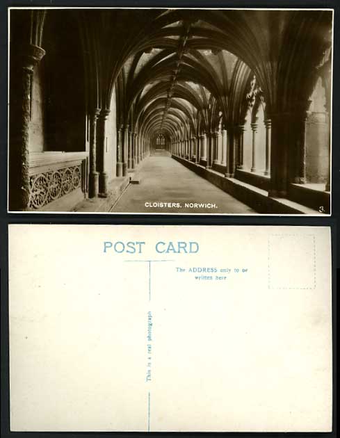 Norfolk Old Real Photo Postcard NORWICH Cloisters Architect