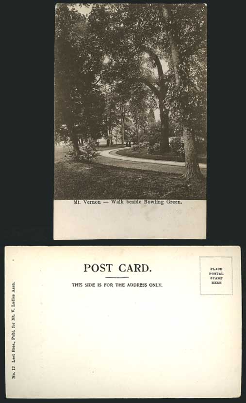 USA Old Postcard MOUNT VERNON Walk beside Bowling Green