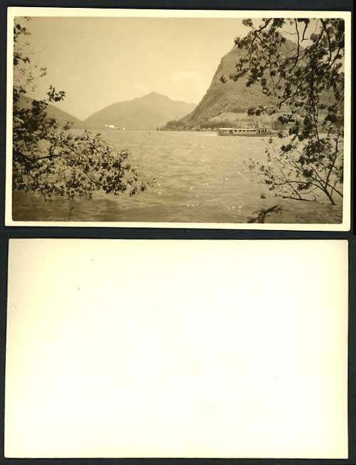 Switzerland Old Photo Postcard LAKE, TREES & MOUNTAINS