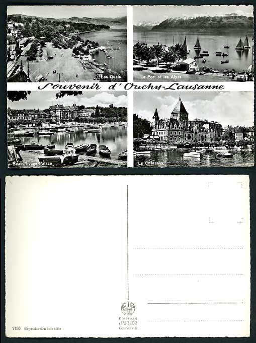 Swiss Old RP Postcard Vaud D'OUCHY LAUSANNE Boats Quay