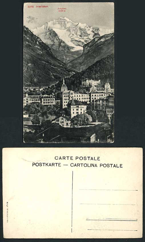 Switzerland Old Postcard - INTERLAKEN Mountain Jungfrau
