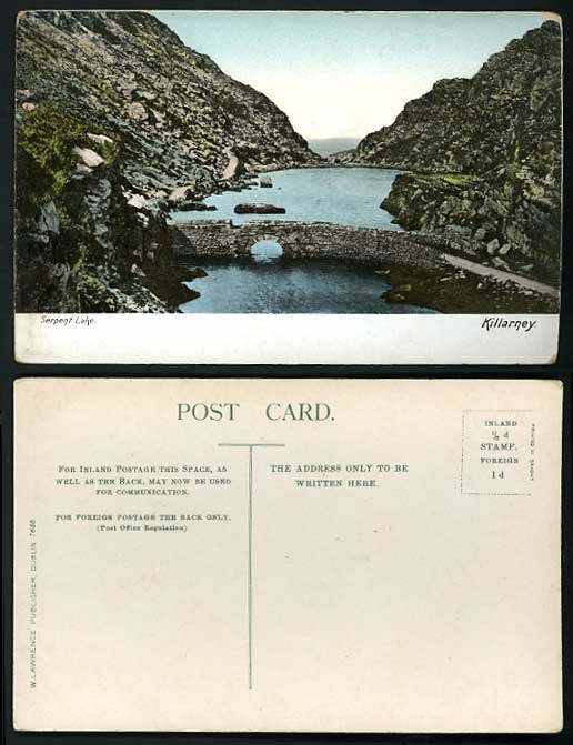 Ireland Old Postcard Co. KILLARNEY Serpent Lake BRIDGE