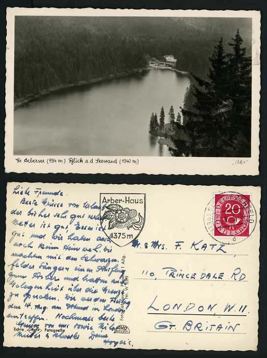 Germany Bavaria Old Real Photo Postcard ARBERSEE LAKE