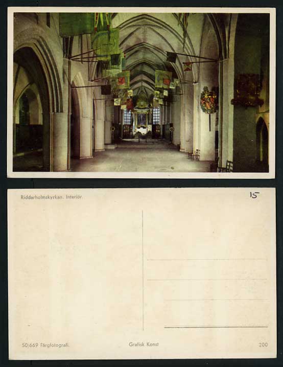 Sweden Old Postcard RIDDARHOLMSKYRKAN CHURCH Interior