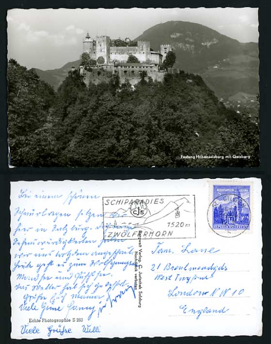 Austria 1964 Postcard FORTRESS HOHENSALZBURG Gaisberg