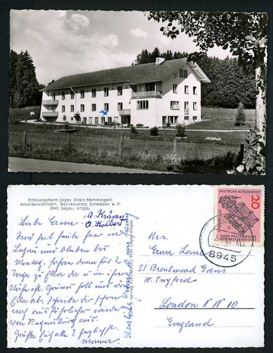 Germany 1964 Photo Postcard GUEST HOUSE LEGAU Memmingen