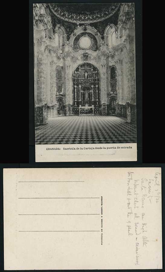 Spain Old Postcard ALTAR - Sacristia de Cartuja GRANADA