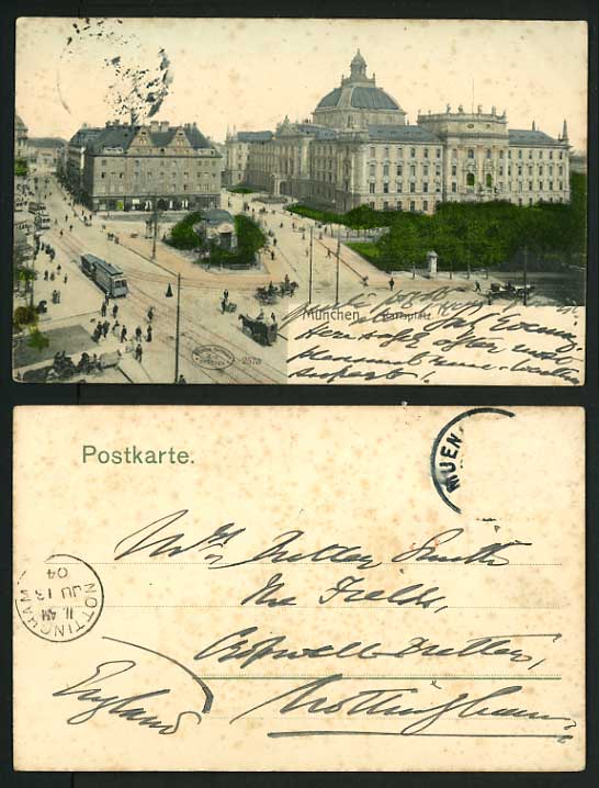 Germany 1904 Undivided Back PPC MUNICH Karlsplatz TRAM