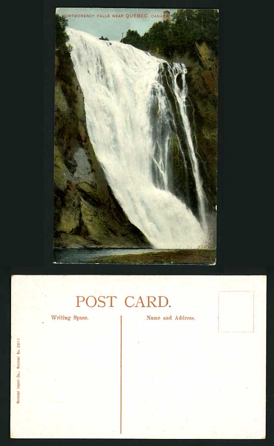 Canada Old Postcard Montmorency Falls QUEBEC WATERFALL