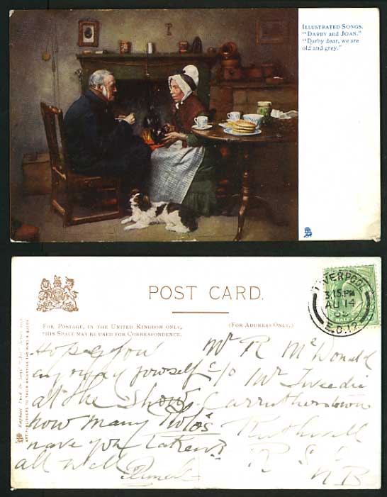 SONGS Darby & Joan 1905 TUCK's OILETTE ART Postcard DOG