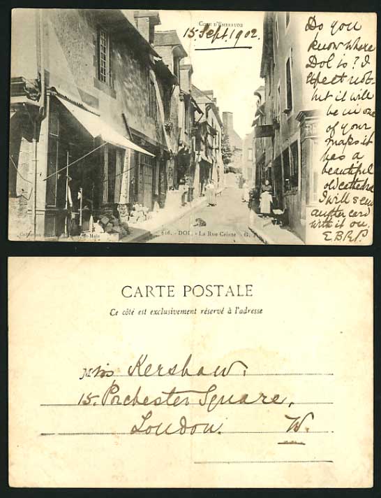 Bretagne - Rue Ceinte Cote D'Emeraude 1902 Old Postcard