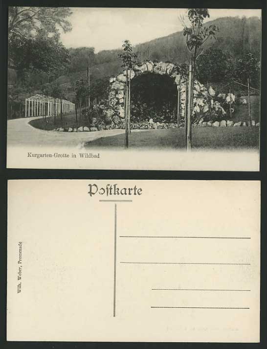 German Old Postcard BAD WILDBAD Kurgarten-Grotte GROTTO