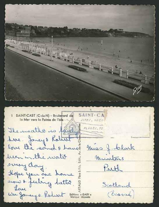 France Old RP Photo Postcard SAINT-CAST Beach Promenade
