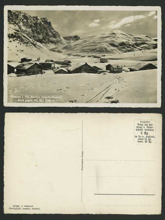 Switzerland Old PPC Graubuenden Postcard RADONS Piz Mez