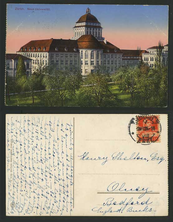 Switzerland Old Postcard 1925 ZUERICH - New University