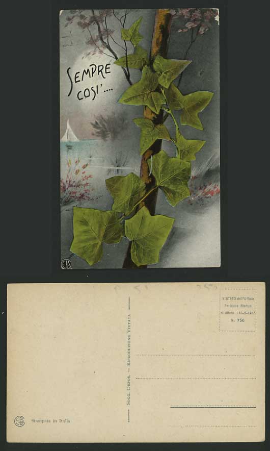 Italy Old Coloured Postcard Flowers Plants Sempre Cosi