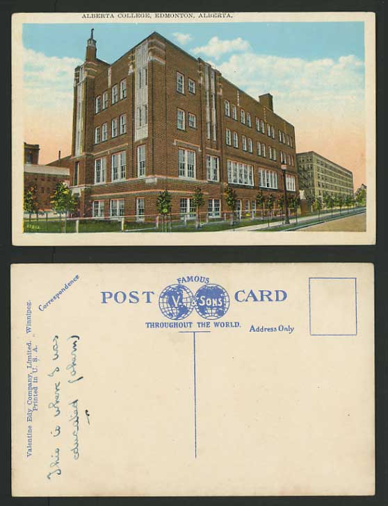 Canada Old Postcard - Alberta College Edmonton Alberta