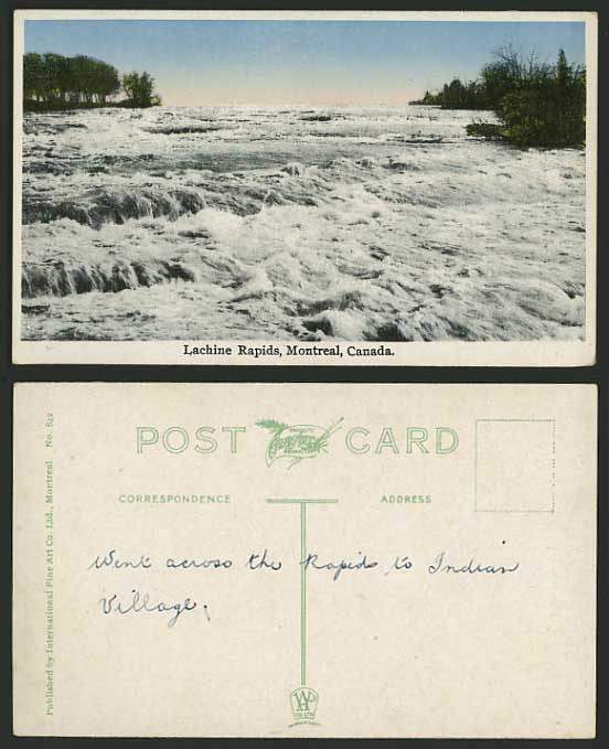 Canada Old Tinted Postcard The Lachine Rapids Montreal