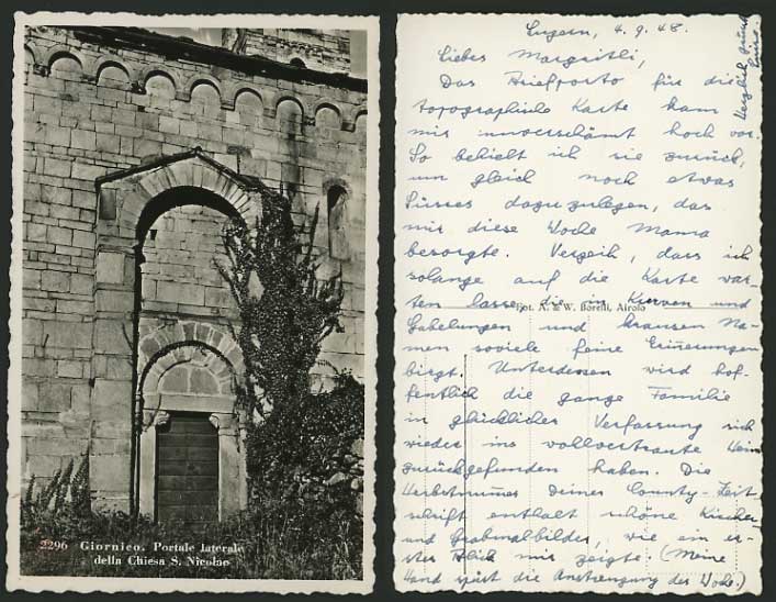 Switzerland 1948 Old Postcard GIORNICO Chiesa S Nicolao