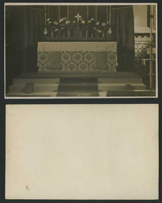 Old Photographic Postcard Church Interior Kara Flowers