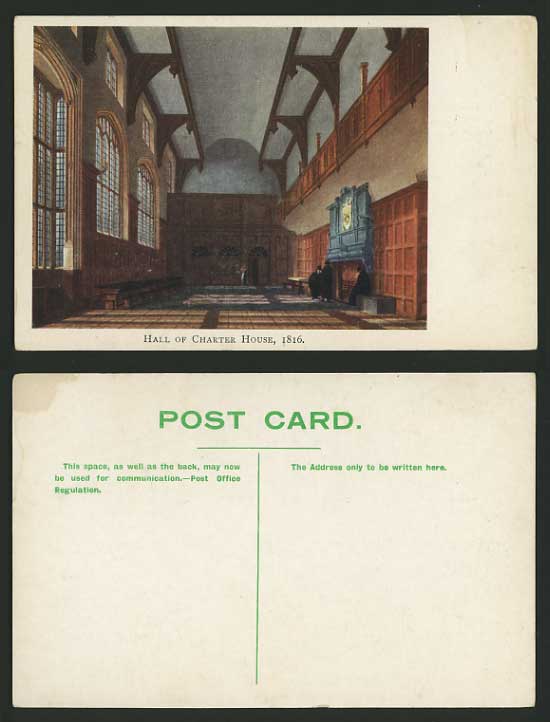 London Old Tinted Postcard HALL OF CHARTER HOUSE 1816