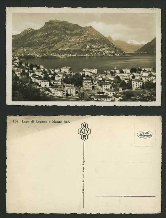 Switzerland Old Photo Postcard LAKE LUGANO Mountain Bre