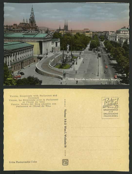 Austria Old Hand Colour PC VIENNA Ringstrasse Parlament
