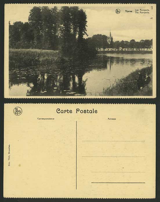 Belgium Old Postcard - YPRES - The Les Ramparts LAKE