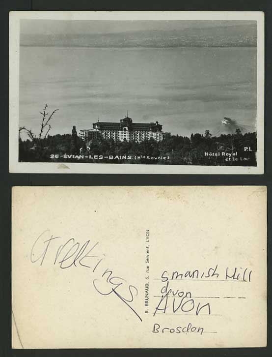 France Old Postcard EVIAN-LES-BAINS Hotel Royal & Lake