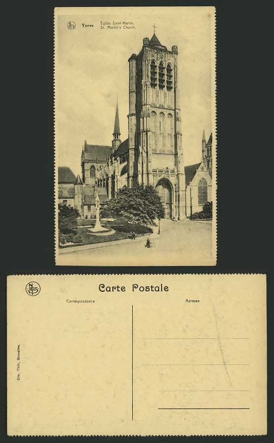 Belgium Old Postcard - YPRES - The St. Martins's Church