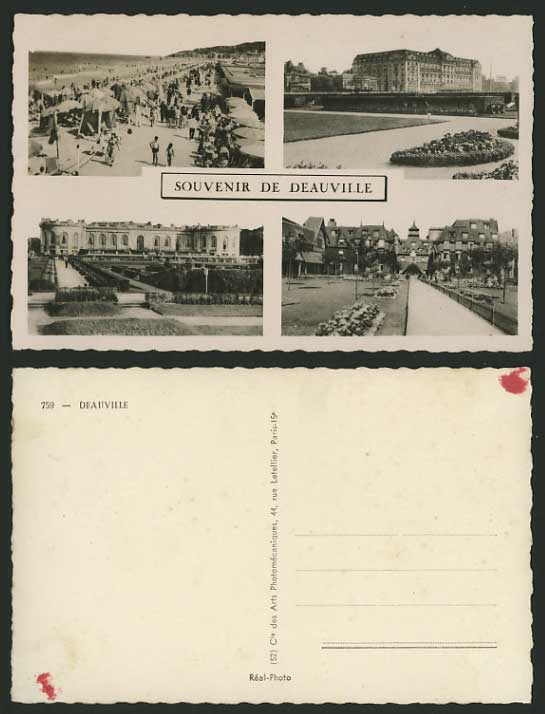 France Multiview Old Postcard DEAUVILLE Beach & Castle