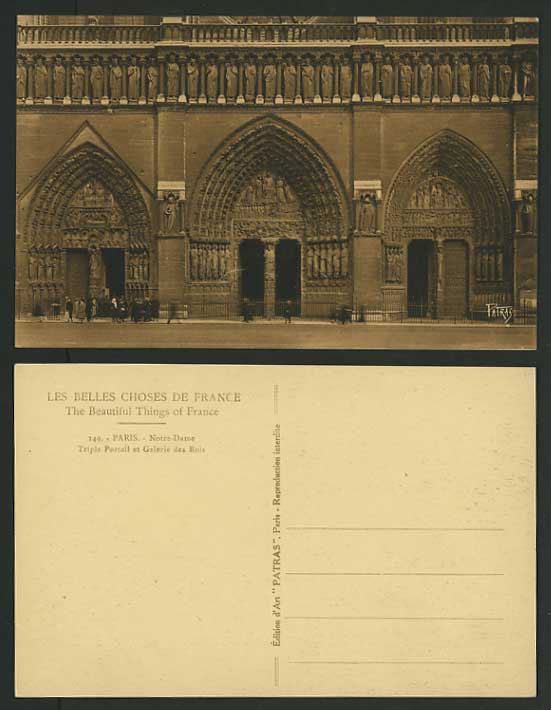 France Old Postcard PARIS - Nortre-Dame Triple Portail