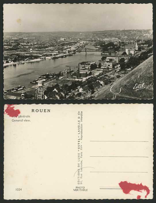 France Old Photo Postcard ROUEN Panoramic View BRIDGES