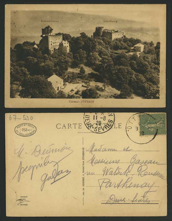 France 1920 Old Postcard RATHSAMHAUSEN Chateau d'Ottrot