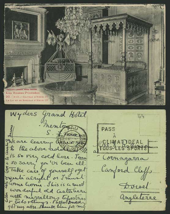 France 1927 Old Postcard PYRENEES Pau Chateau Henri IV