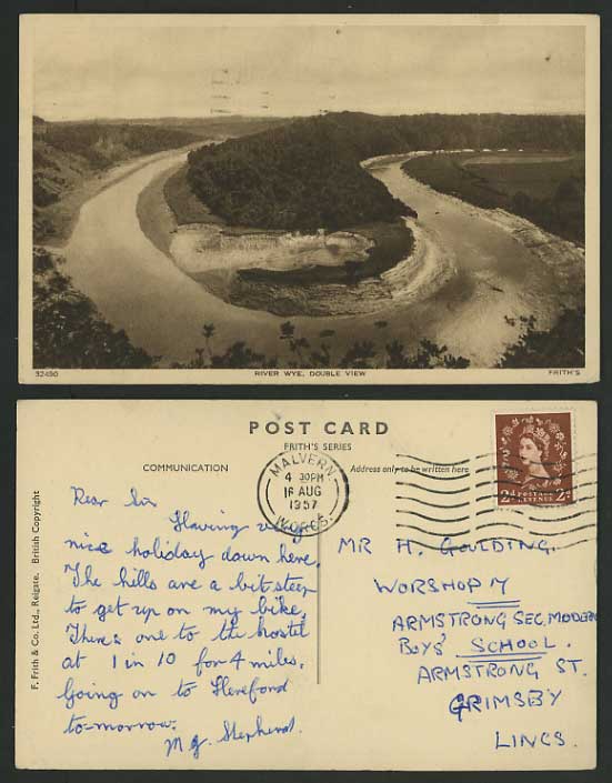 England Wales 1957 Old Frith PPC RIVER WYE Double View