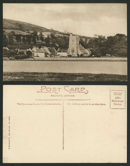 Devon Old Frith's Postcard AXMOUTH Panorama show Church