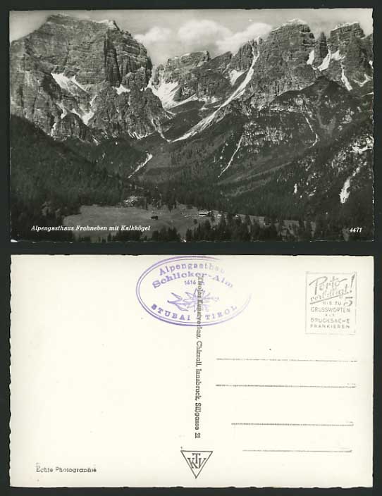 Austria Postcard Alpengasthaus Frohneben mit Kalkkoegel