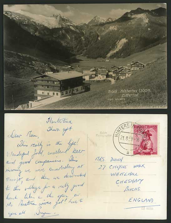 Austria Tyrol 1959 RP Postcard ZILLERTAL Bad Hintertux