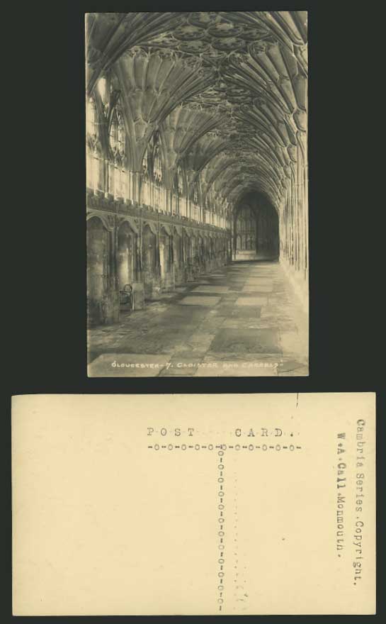 England Old Photo Postcard GLOUCESTER Cloister Carrels