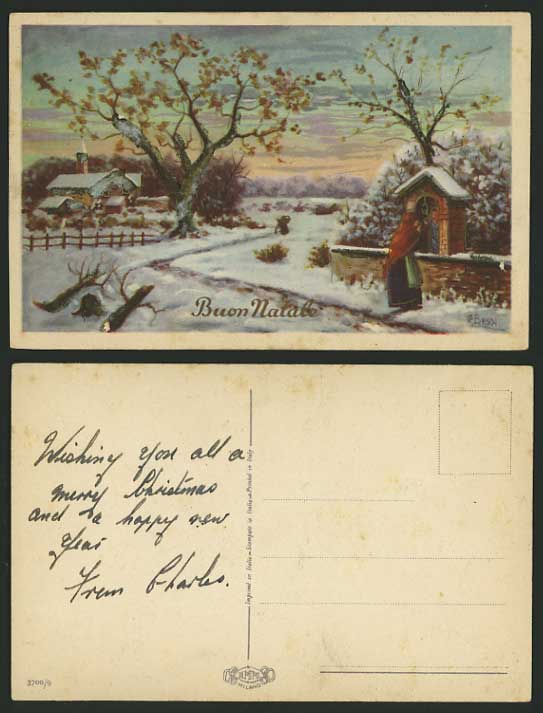 Italy CHRISTMAS Postcard Buon Natale - Snowy Landscape