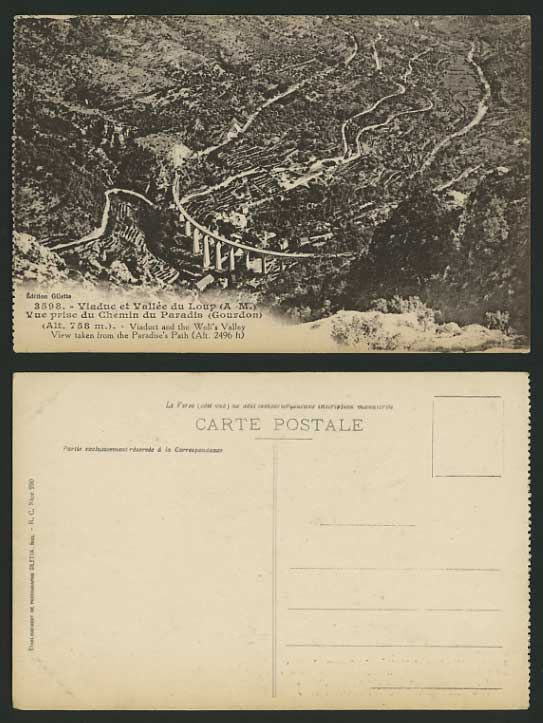 France Old Postcard Viaduct Wolf's Valley Paradise Path