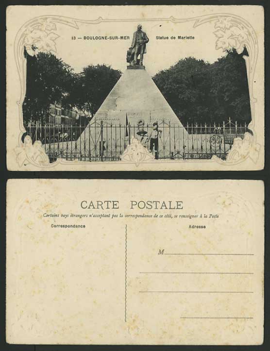 France Postcard BOULOGNE-SUR-MER Statue de Mariette