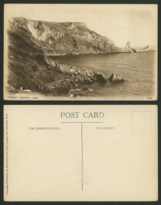 Devon Old Postcard Coast Cliffs - TORQUAY Anstey's Cove