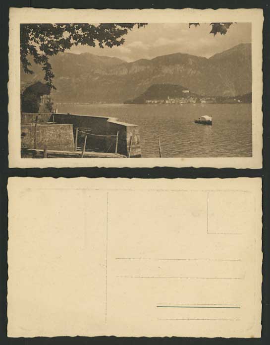Old European Postcard - Lake, Mountains, Rowing Boat Panorama